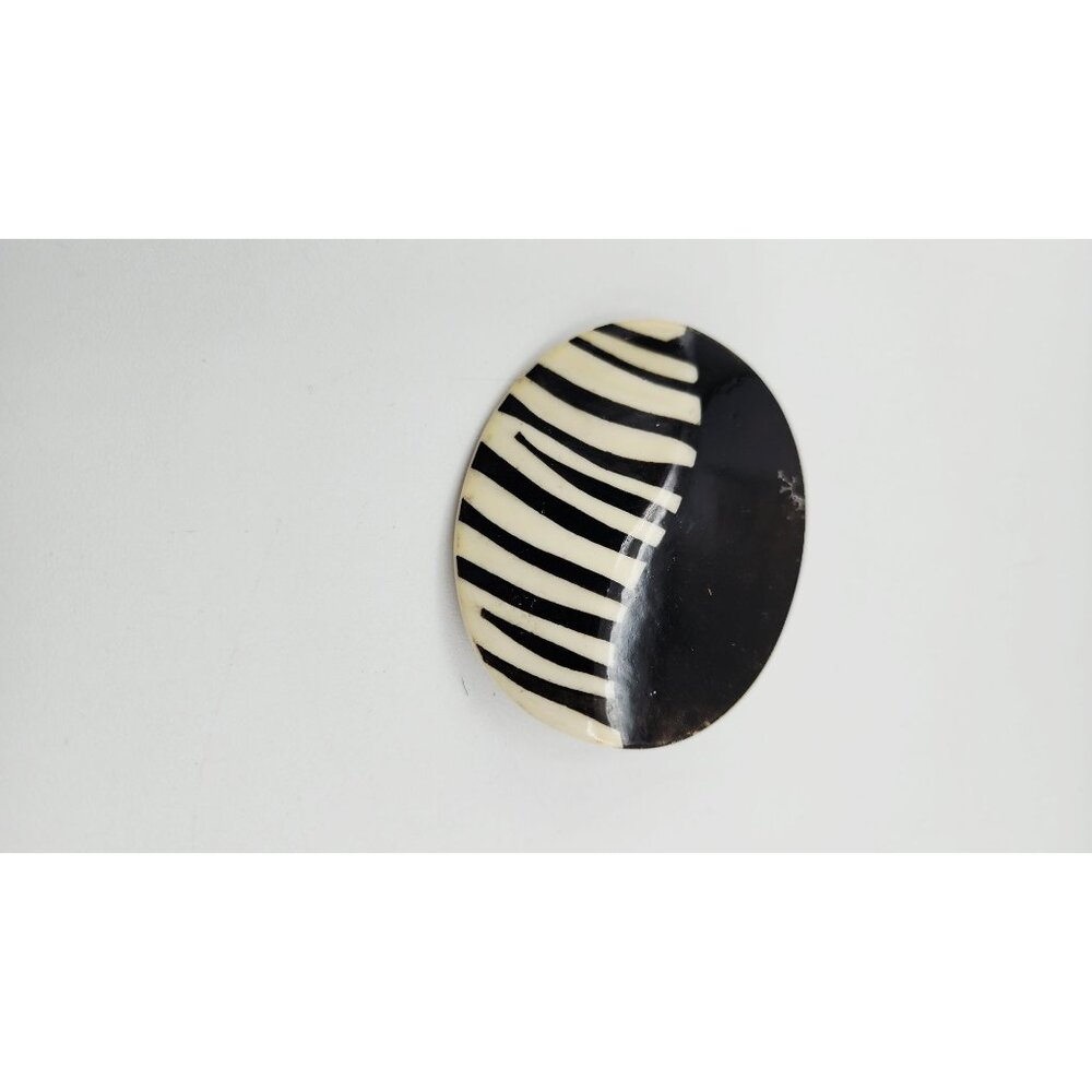 Black Zebra strip Plastic acrylic brooch 2 1/8"